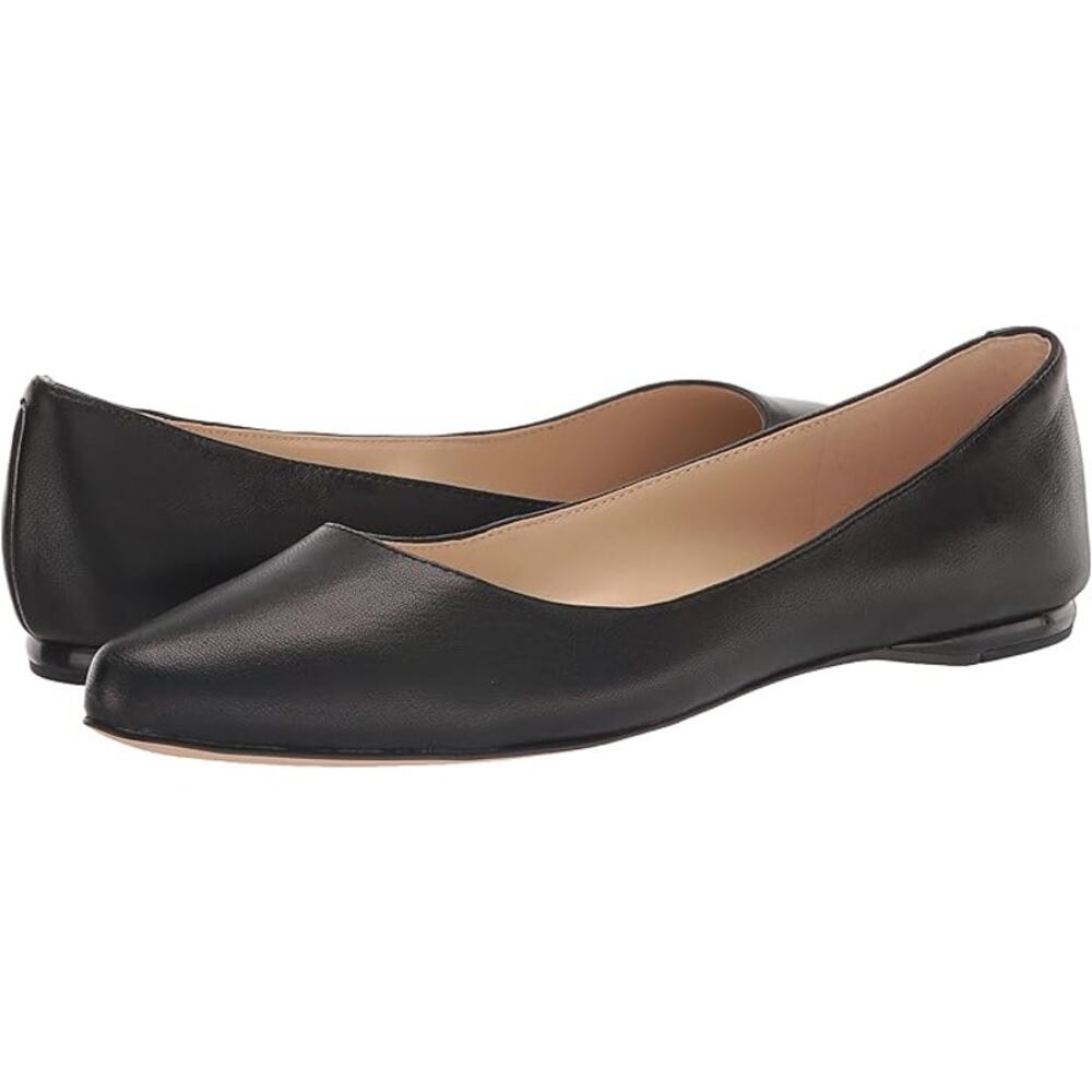Nine West Black Leather Pointed Toe Flats